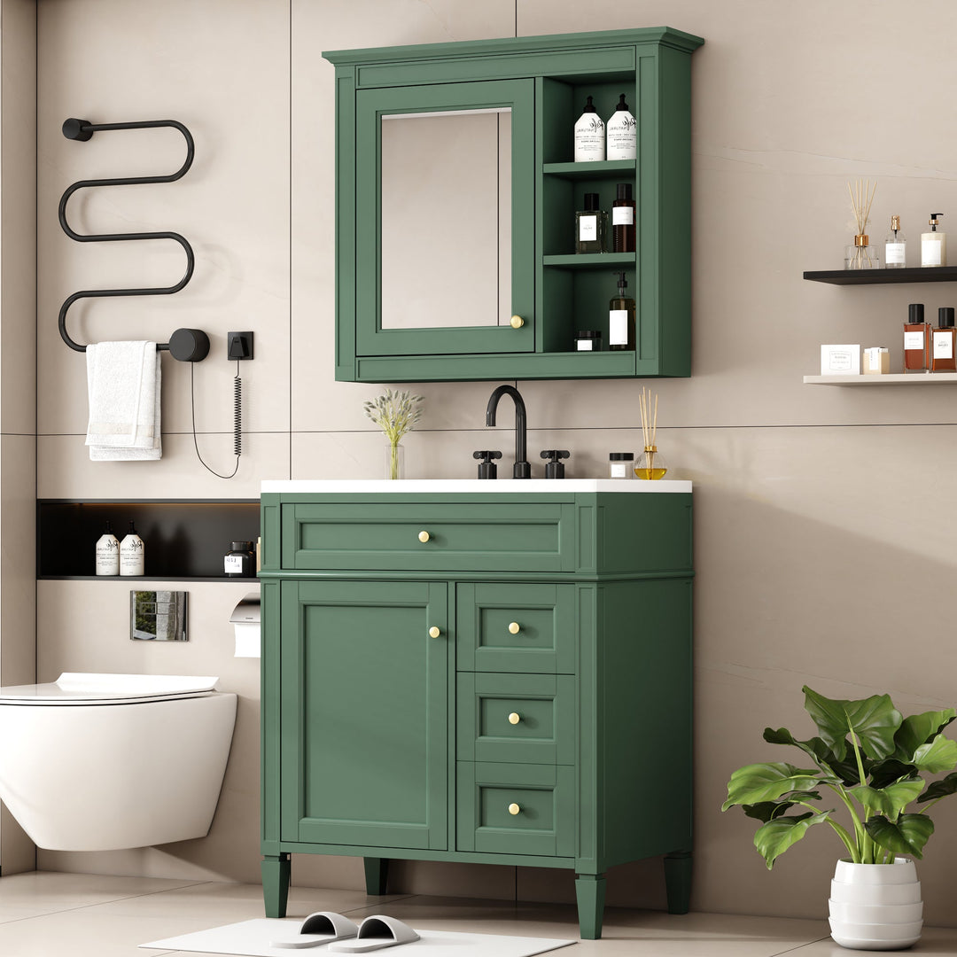 30'' Bathroom Vanity with Top Sink, Modern Bathroom Storage Cabinet