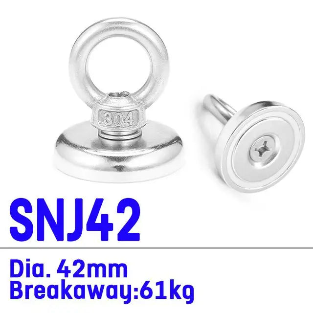 27 Strong Magnet Pot Fishing Magnet Deep Sea Salvage Magnetic Hook Permanent Neodymium NdFeB Magnetic Fishing Tool with Rope