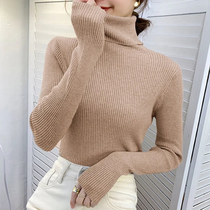 2025 Women Turtleneck Sweater Knitted Soft Pullovers Cashmere Jumpers Basic Solid Soft Sweaters Women Autumn Winter Casual Top