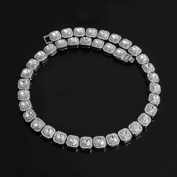 HIP 12MM Prong Tennis Necklace +Baguette Watch+Bracelet Hip Hop Chain Iced Out Bling Paved Rhinestones CZ Bling For Men Jewelry