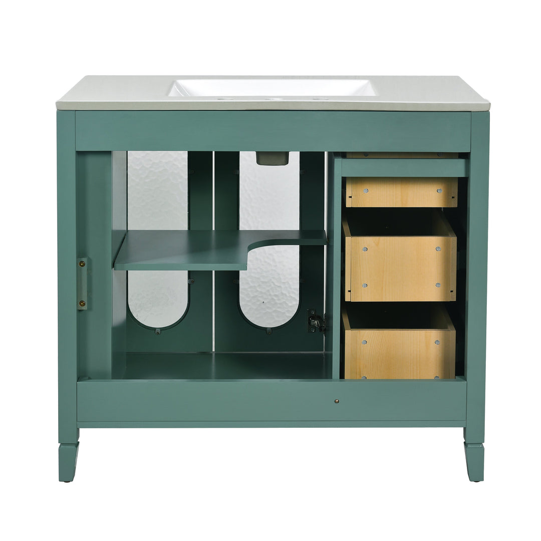 36-inch Bathroom Vanity with 2 Soft Close Doors, Solid Wood Frame