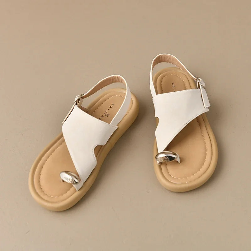 2025 New Elegant Roman Sandals Women's Summer Outdoor Wear Low Heel Unique Design Sensation Retro Beach Sandals