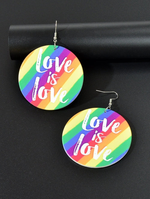 Stunning Colorful LOVE Circle Earrings - Fashionable Round Ear Jewelry
