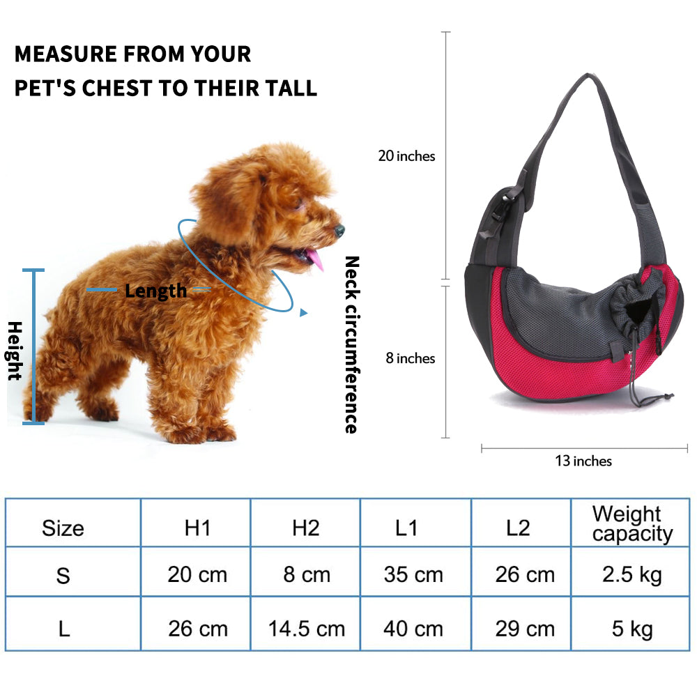 Breathable Mesh Dog Carrier Sling, Portable Travel Pet Puppy Carrier