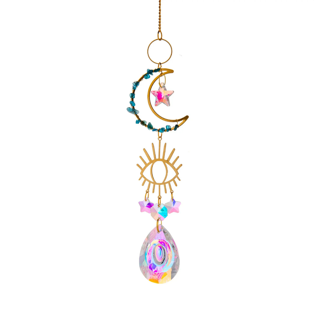 Moon Suncatcher Crystal Prism Sun Catcher Rainbow Maker Hanging Garden Decoration Moon Dream Catcher Window Decors 2024 New In