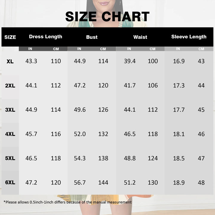 Plus Size V-Neck Wrap Midi Dress Abstract Dot Print Artistic Style Half Sleeve Summer Look