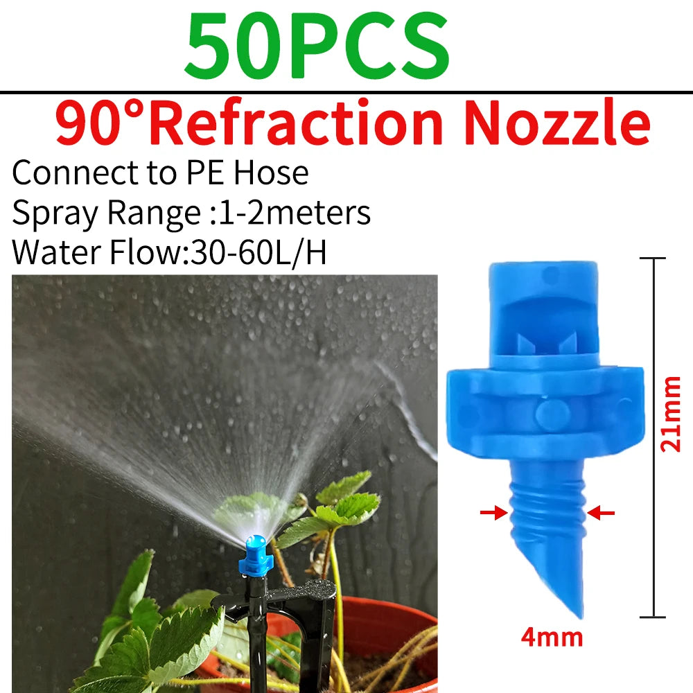 OASIS Greenhouse Watering Sprinkler Dripper Drip Irrigation Garden Adjustable Mist Emitters Stake Micro Spray Rotating Nozzle