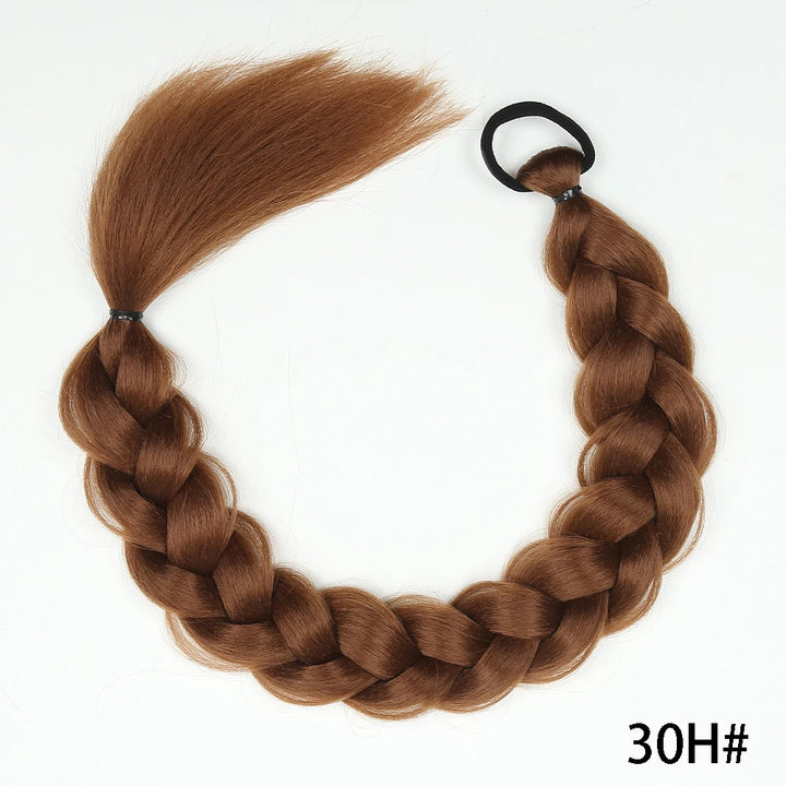 Synthetic Braided Long Ponytail Extensions With Elastic Band 24 34 Inch Blonde Braids Pony Tail Hair Accessories For Party Daily