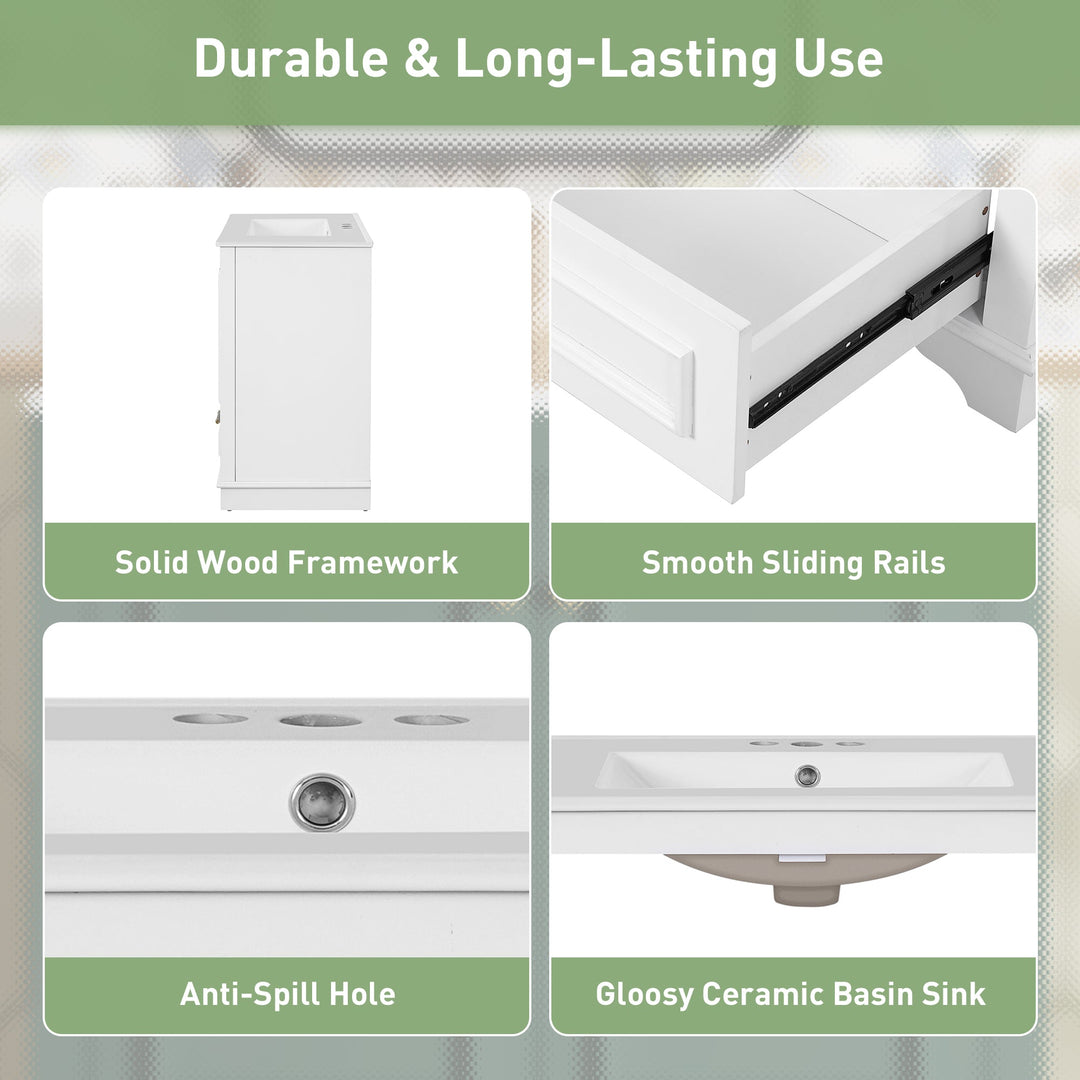 30' Luxurious Bathroom Vanity with Ceramic Sink, Bathroom Vanities