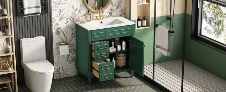 30' Bathroom Vanity with Sink, Freestanding Bathroom Storage Vanity