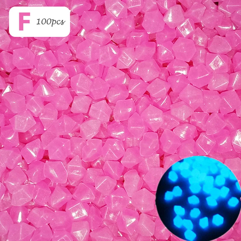 100 Pcs/Bag Luminous Stones Home Garden Aquarium Landscaping Glow in the Dark Pebbles Artificial Fluorescent Plastic Gravel
