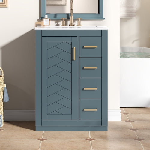 24' Bathroom Vanity with Integrated Ceramic Sink, Bathroom Cabinet