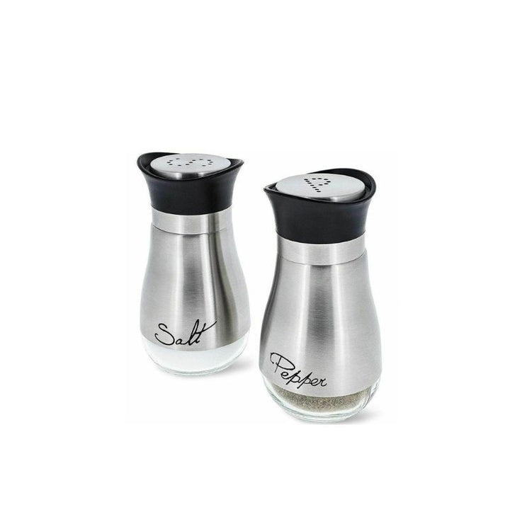 Salt and Pepper Shakers Stainless Steel Glass Set BPA Free, 4oz