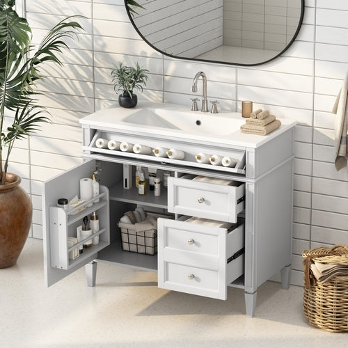 36'' Bathroom Vanity with Top Sink, Modern Bathroom Storage Cabinet