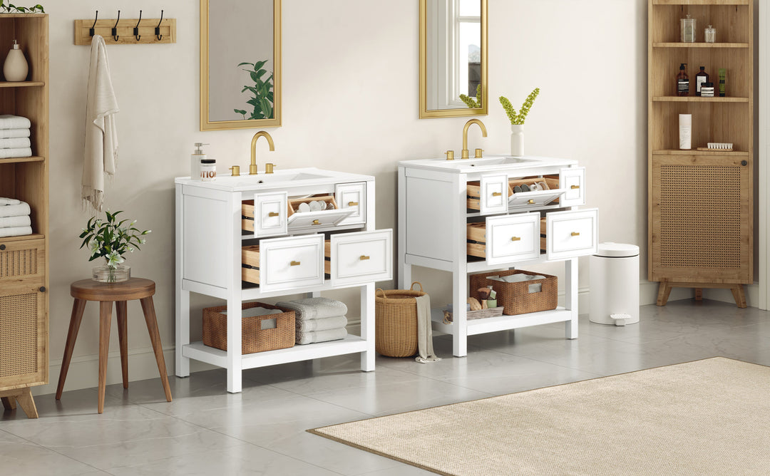 60'' Bathroom Vanity Set with Ceramic Sink (Separate), Free Standing