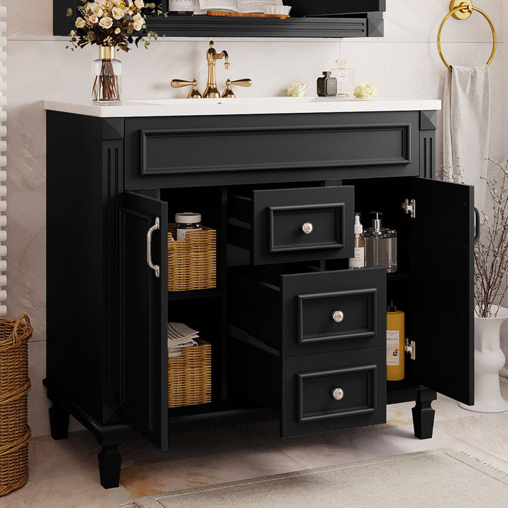 36'' Bathroom Vanity with Top Sink, Modern Bathroom Storage Cabinet