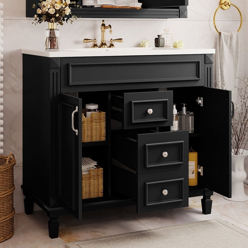 36'' Bathroom Vanity with Top Sink, Modern Bathroom Storage Cabinet