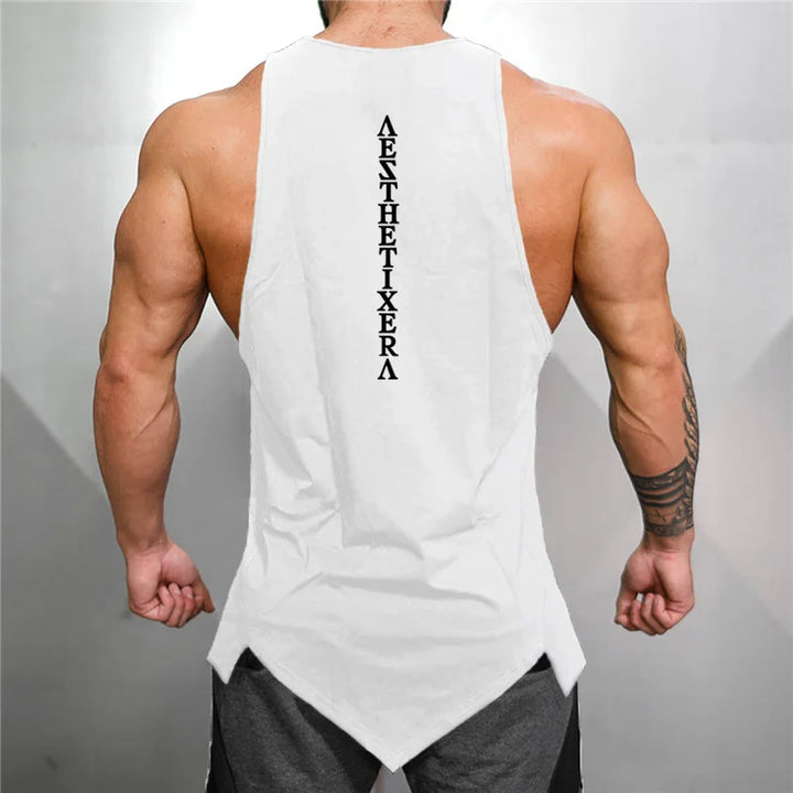 Muscleguys Gyms Stringer Clothing Bodybuilding Tank Top Men Fitness Singlet Sleeveless Shirt Solid Cotton Muscle Vest Undershirt