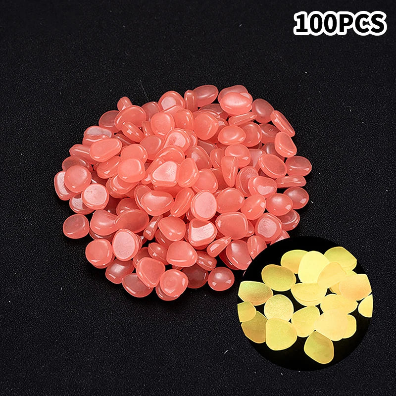 100Pcs Garden Decor Luminous Stones Glow In The Dark Decorative Pebbles Outdoor Fish Tank Decoration Aquarium Accessories