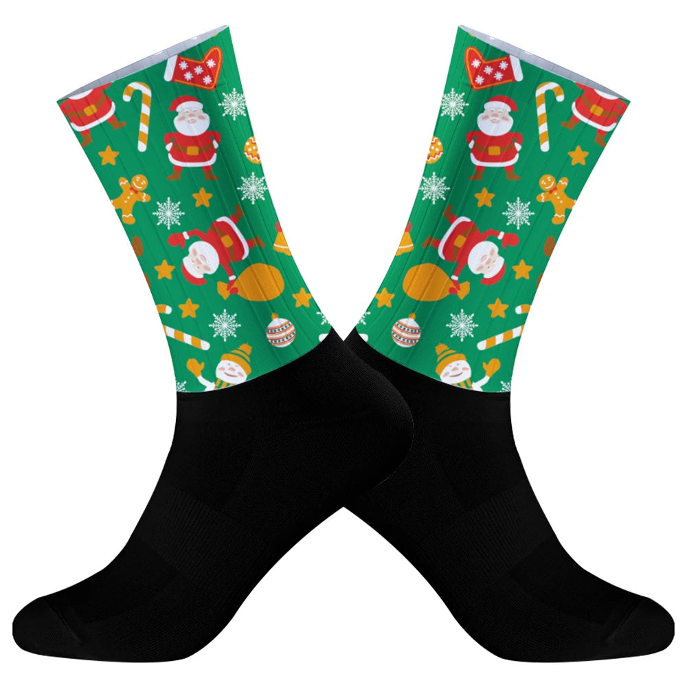 New Men's Cycling Socks Trekking Athletic Basketball Socks Breathable Sports Running Socks Christmas
