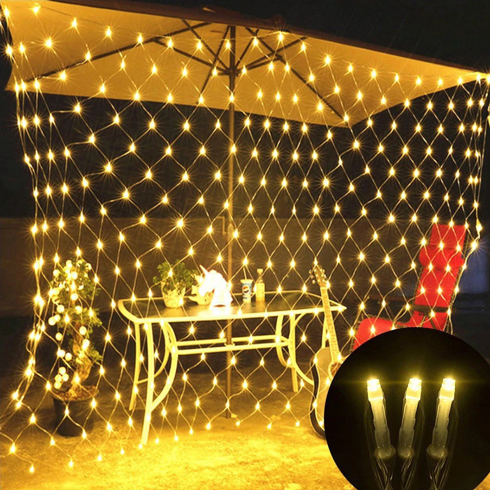 LED Net Mesh Fairy Light 1.5*1.5M 3*2M 6*4M 10*8M Outdoor Waterproof Curtain String Lamp 110V 220V Xmas Wedding Party  Decor