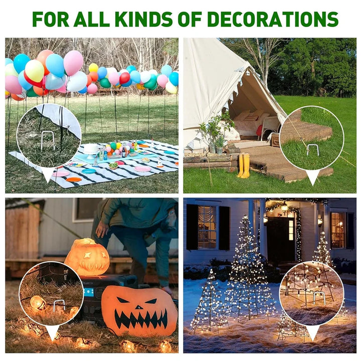Galvanized Pins Landscape Staples Heavy Duty Garden Stakes Spike Fence Stakes Turf Staples Artificial Grass Tent Securing Pegs