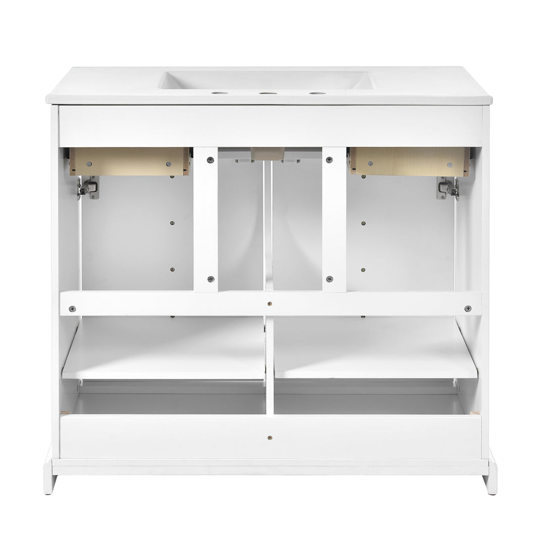 36'' Bathroom Vanity with Ceramic Sink Combo, Solid Wood Frame