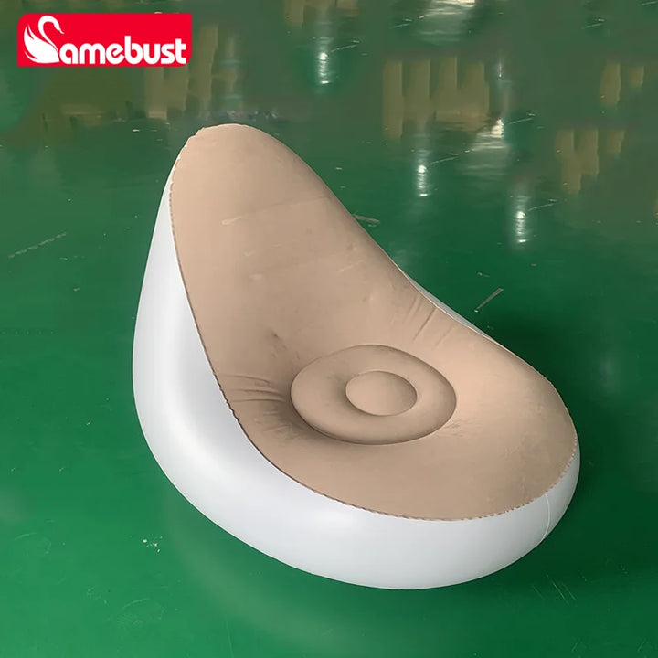 Camebust Inflatable Sofa-Flocking Surface High Quailty PVC Footstool Rapid Inflation Lazy Lounge