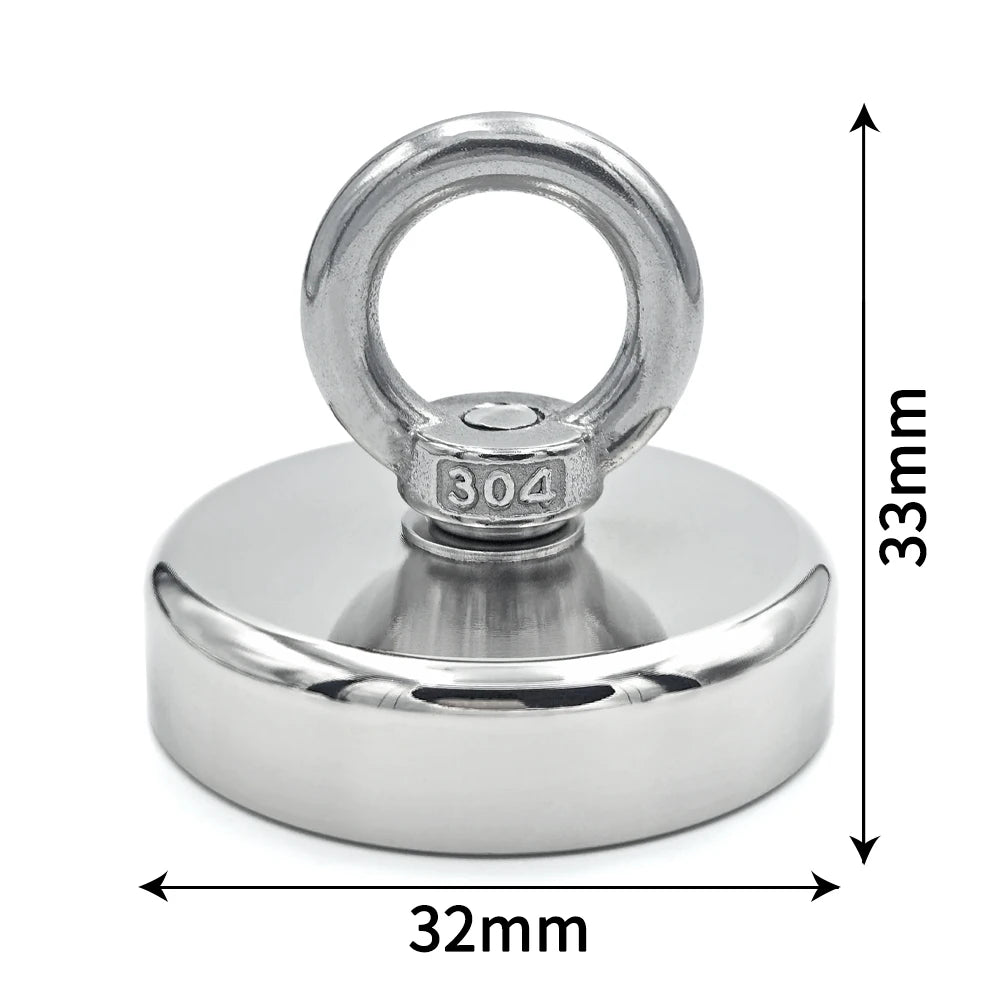 Super Strong Neodymium Fishing Magnet Hooks N52 Heavy Duty Magnet with Countersunk Hole Eyebolt 16-90mm Salvage Searcher Magnets