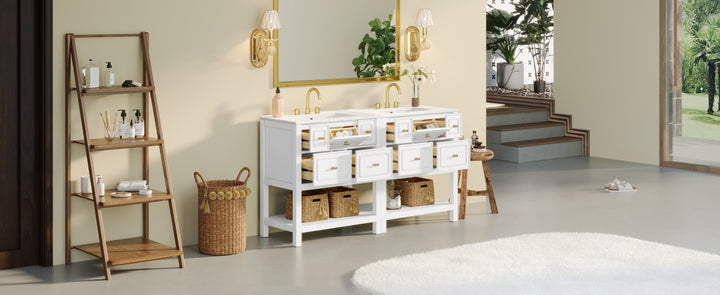 60'' Bathroom Vanity Set with Ceramic Sink (Separate), Free Standing
