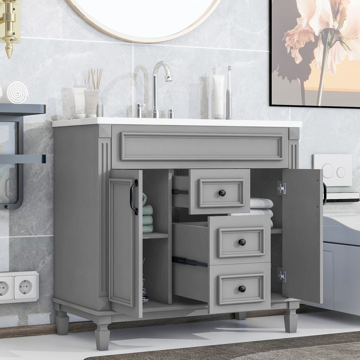 36'' Bathroom Vanity with Top Sink, Modern Bathroom Storage Cabinet