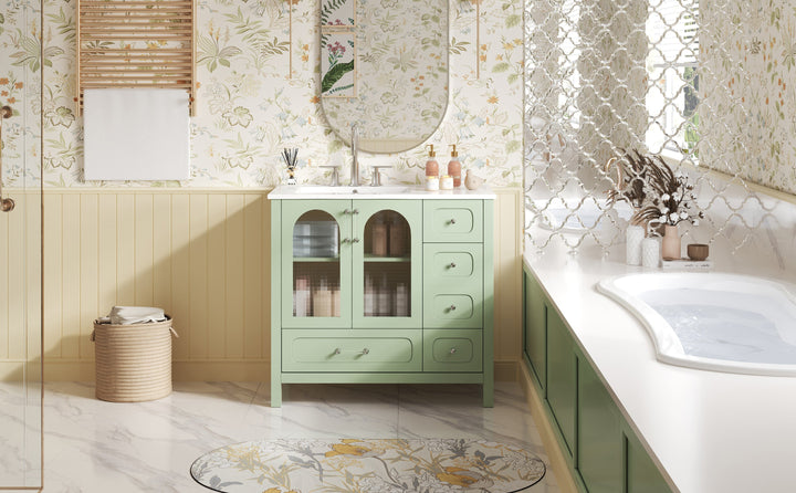 36' Bathroom Cabinet with Waffle Texture Doors, Bathroom Vanity with