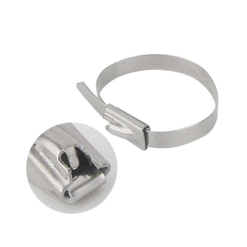 20/40Pcs Stainless Steel Cable Ties Reusable Self-sealing Fastening Ring Cable Tie Multi-Purpose Metal Hardware Cable Organizer