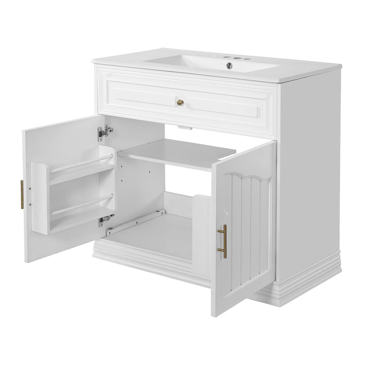36' Luxurious Bathroom Vanity with Ceramic Sink, Bathroom Vanities