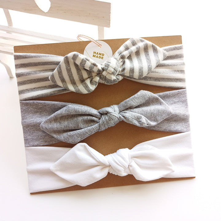 3Pcs Cute Rabbit Ear Baby Headband Neonata Bow