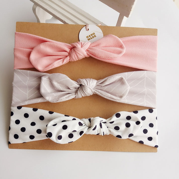 3Pcs Cute Rabbit Ear Baby Headband Neonata Bow