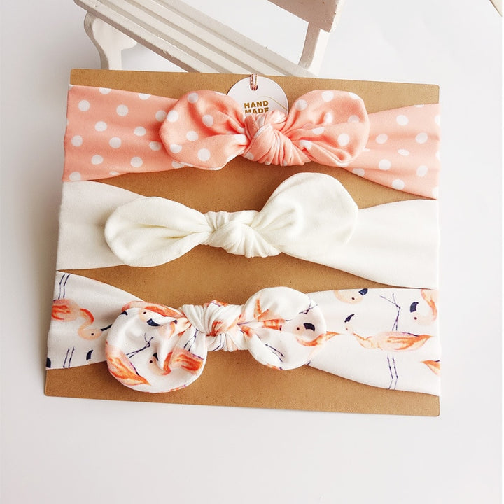 3Pcs Cute Rabbit Ear Baby Headband Neonata Bow