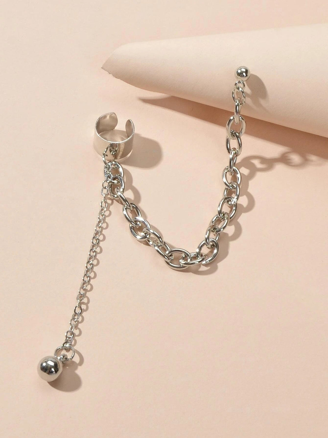 1 pc Punk Women Jewellery Silver Chain Stud Earrings Ear Cuff