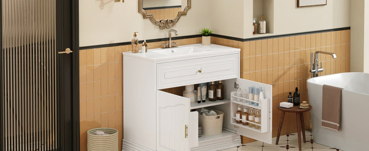 36' Luxurious Bathroom Vanity with Ceramic Sink, Bathroom Vanities