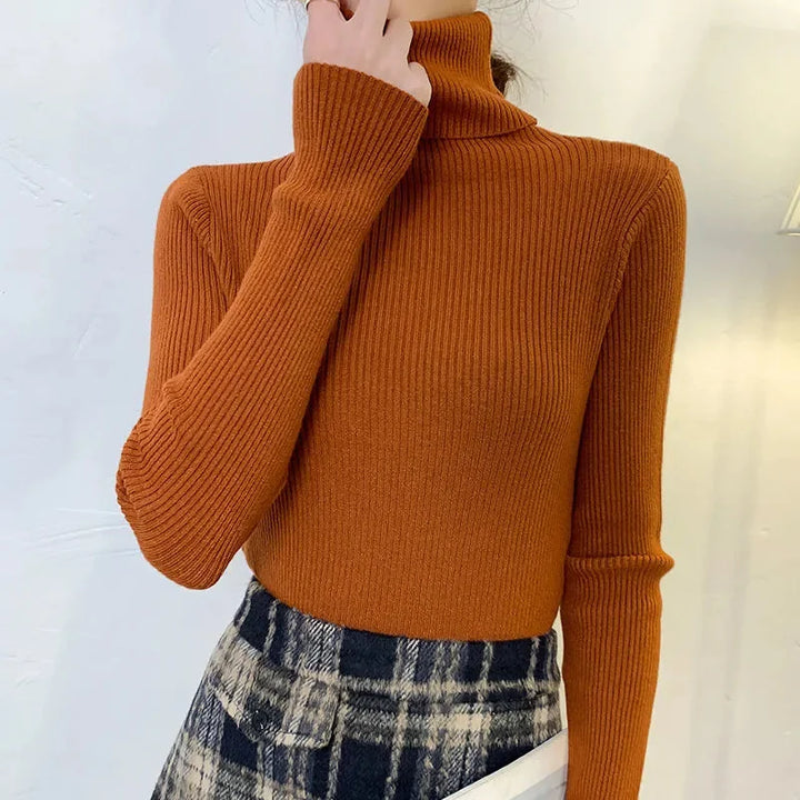 2025 Women Turtleneck Sweater Knitted Soft Pullovers Cashmere Jumpers Basic Solid Soft Sweaters Women Autumn Winter Casual Top