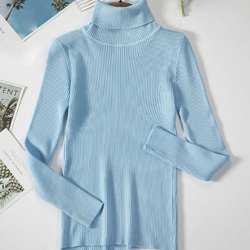 2025 Women Turtleneck Sweater Knitted Soft Pullovers Cashmere Jumpers Basic Solid Soft Sweaters Women Autumn Winter Casual Top