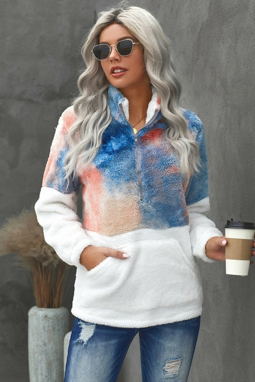 Tie-dye Oversize Fluffy Fleece Pullover Sweatshirt