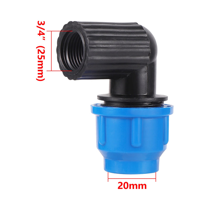 1/2" 3/4" to 20/25/32mm Elbow Reducer Garden Agriculture Irrigation PE Pipe Fitting Thread Elbow Reducer