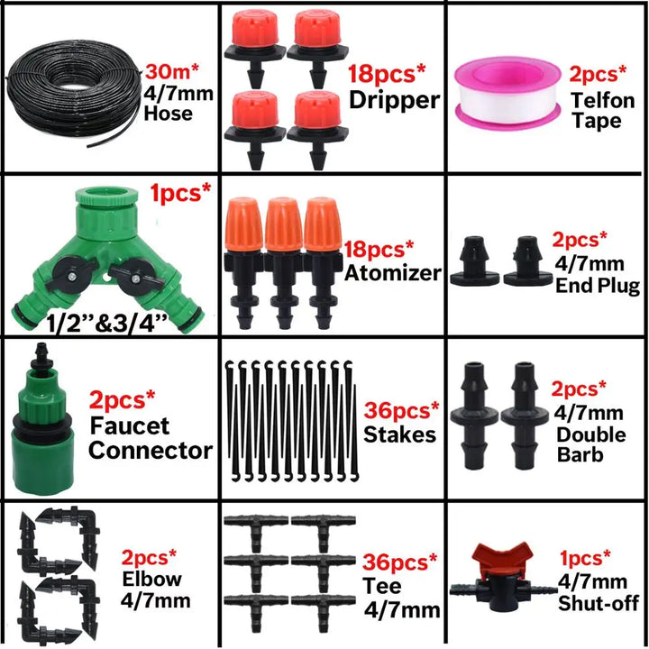 KESLA 5M-35M Micro Drip Irrigation Watering Kit Automatic Garden 4/7mm Irrigation System w/ Adjustable Dripper for Flower Lawn