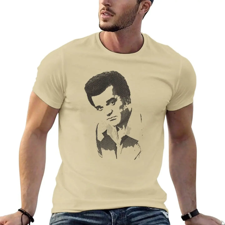 New Conway Twitty Halftone T-Shirt hippie clothes Tee shirt custom t shirts sports fan t-shirts workout shirts for men