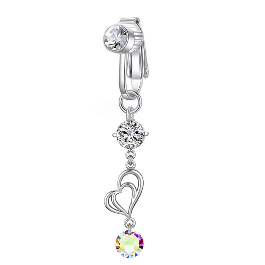 Fake Belly Piercing Sunflower Dangling Long Fake Belly Button Pircing Clip On Umbilical Navel Cartilage Earring Clip Jewelry