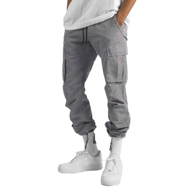2025 New style men's casual overalls, comfortable cotton fashion multi-pocket streamer pants outdoor sports pants