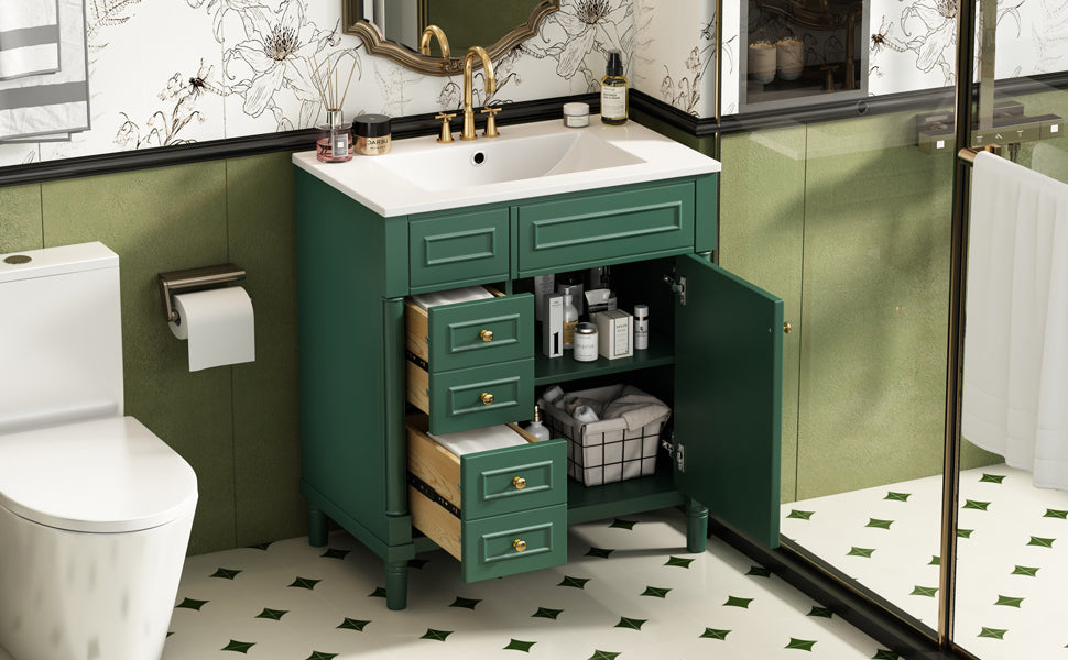 30' Bathroom Vanity with Sink, Freestanding Bathroom Storage Vanity