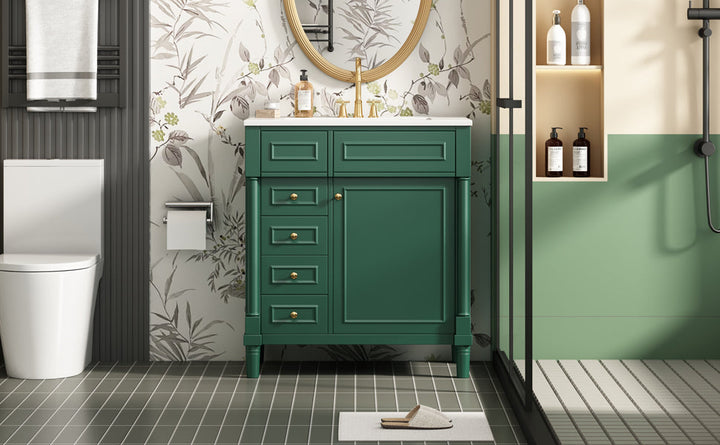 30' Bathroom Vanity with Sink, Freestanding Bathroom Storage Vanity