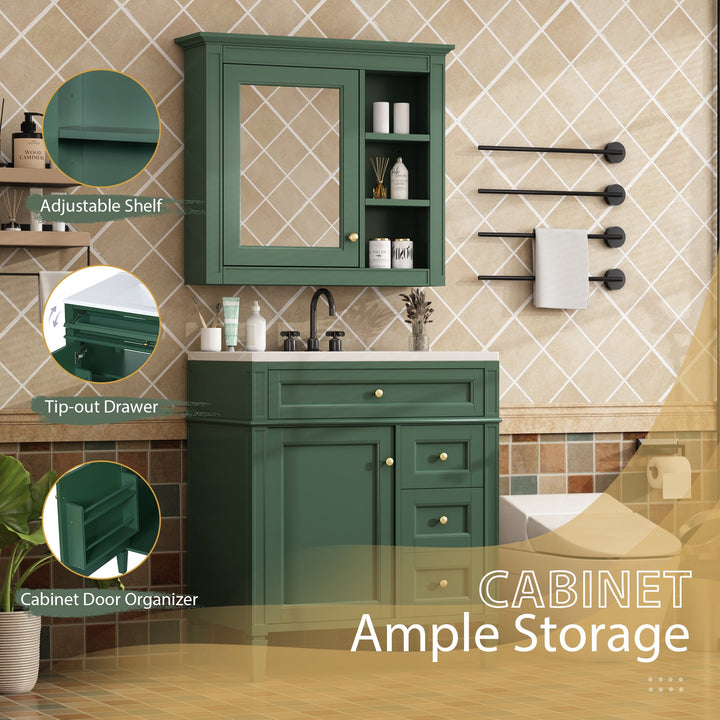 30'' Bathroom Vanity with Top Sink, Modern Bathroom Storage Cabinet